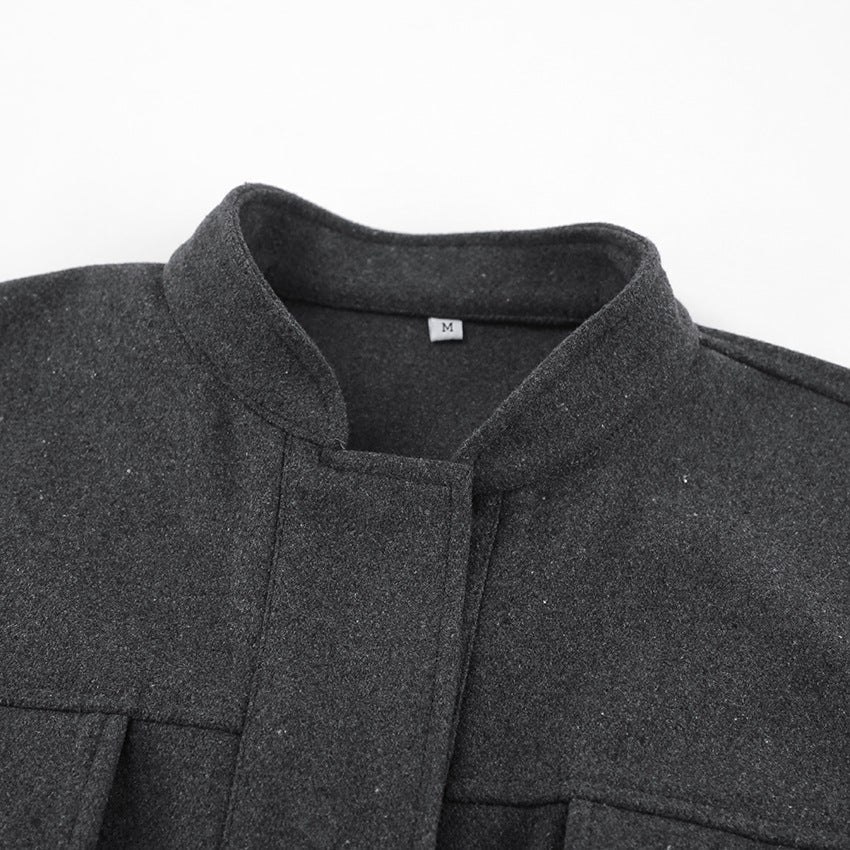 Women Trench Coat Women's Woolen Jacket Short Top Autumn and Winter Puff Sleeve Women's Clothing