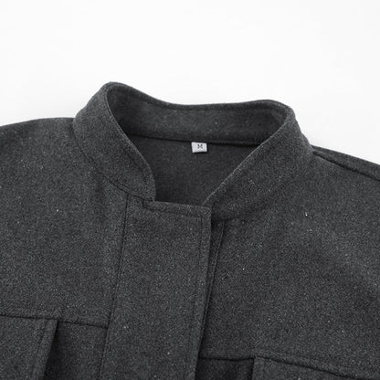 Women Trench Coat Women's Woolen Jacket Short Top Autumn and Winter Puff Sleeve Women's Clothing
