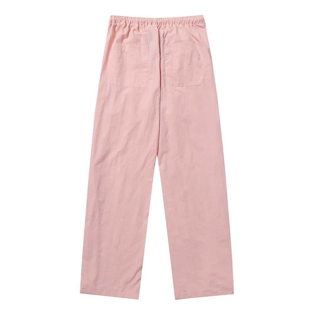 Men Sweatpants Multi-Pocket Workwear Casual Pants Zipper Stitching Loose-Fitting Wide-Leg Trousers