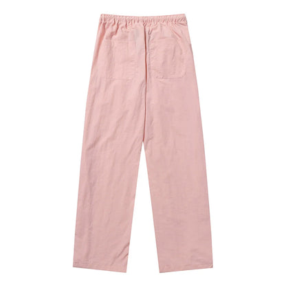 Men Sweatpants Multi-Pocket Workwear Casual Pants Zipper Stitching Loose-Fitting Wide-Leg Trousers