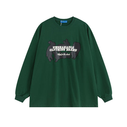 Men Long Sleeve T-Shirt Letter Printing Casual Loose round Neck Base