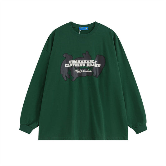 Men Long Sleeve T-Shirt Letter Printing Casual Loose round Neck Base
