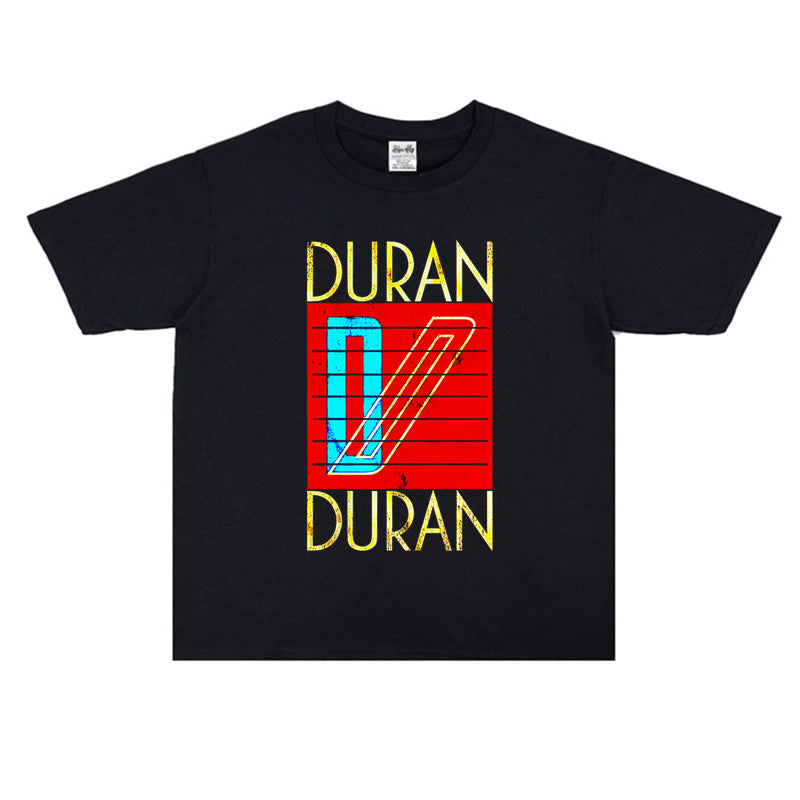 Rock Star T Shirt Duran Duran Band Printed T-shirt Cotton Short Sleeve Loose Heavy round Neck