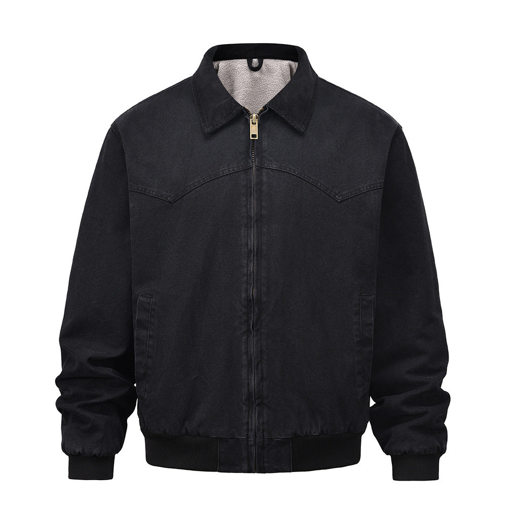 Men Jacket Coat Winter Jacket Men Loose Washed-out Distressed Warm-Keeping Cotton Clothing