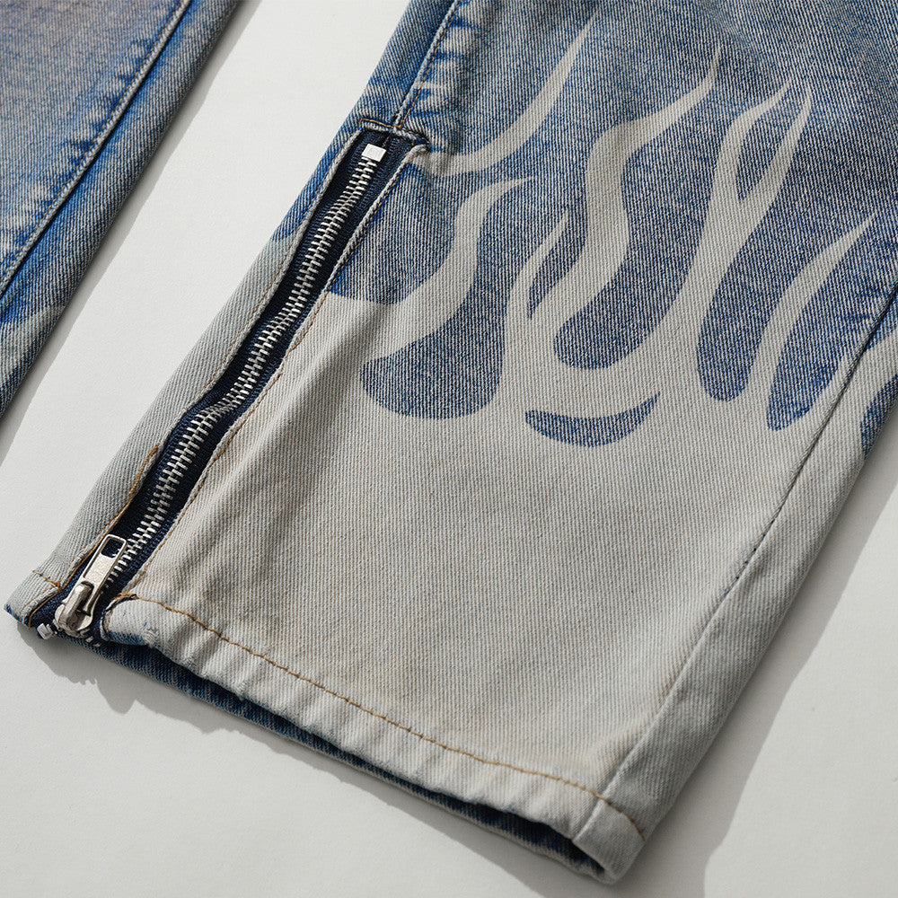 Men Jeans Spray Paint Ripped Trendy Hip Hop Popular