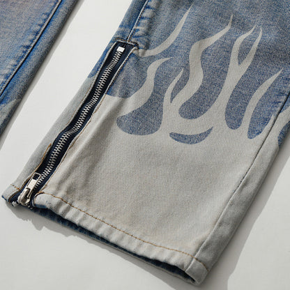 Men Jeans Spray Paint Ripped Trendy Hip Hop Popular