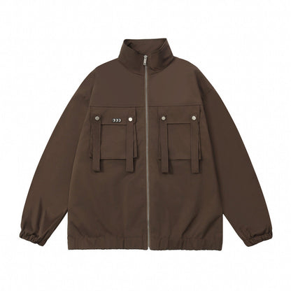 Men Jacket Coat Men's Autumn Loose Baggy Long Sleeve Zipper Jacket
