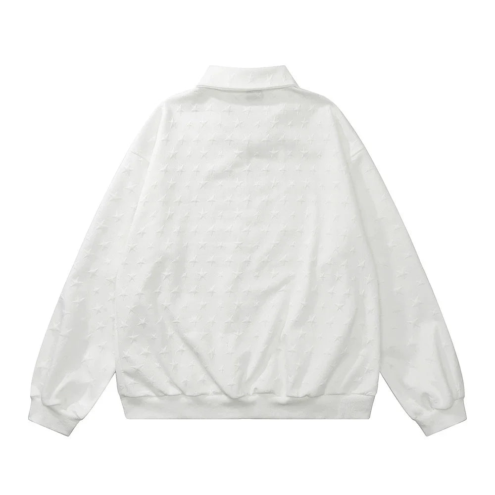 Men Jacket Coat Spring and Autumn Loose-Fitting Solid Color Long Sleeves Lapel Loose Zip Coat