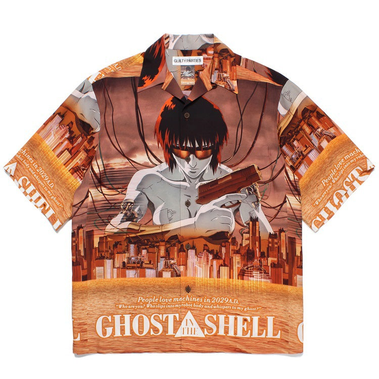 GUILTYPARTIES TIGER Shirts Ghost in the Shell joint print, short-sleeved shirt