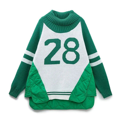 Women Cotton Coat Turtleneck Sweater Loose and Lazy Style Knitwear