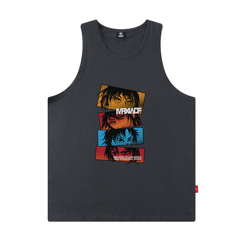 Men Vest Rose Print Sleeveless T-shirt Men's and Women's Oversize Hip Hop Vest