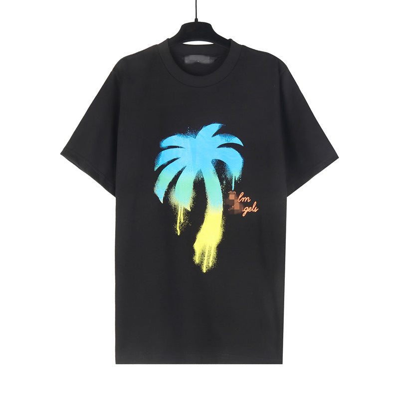 Palm Angle T Shirts Palm Pattern Color Gradient Painting