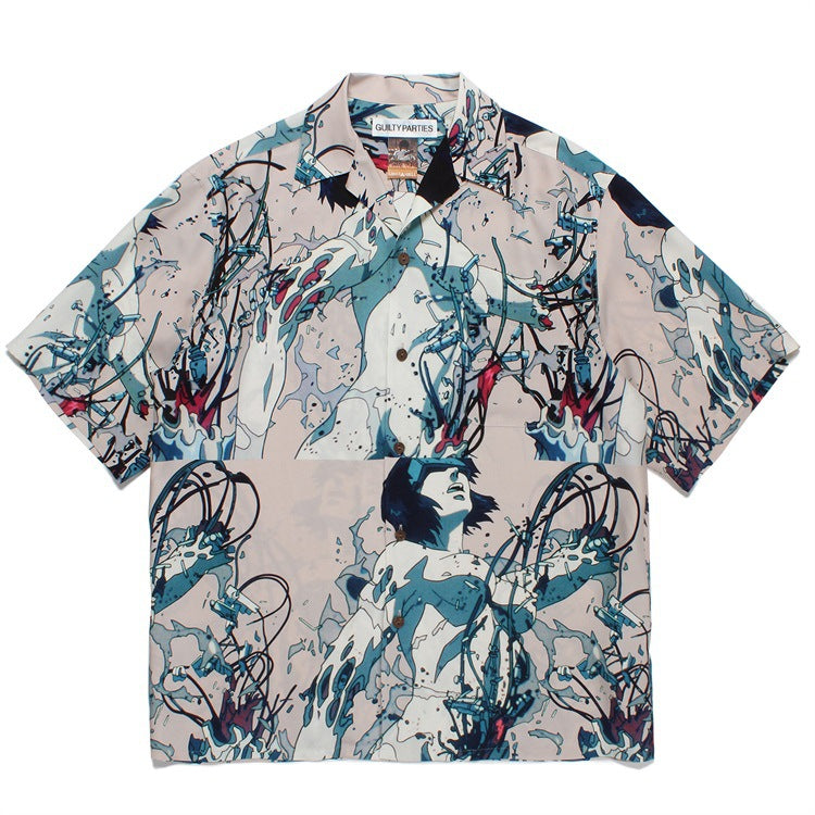 GUILTYPARTIES TIGER Shirts Ghost in the Shell joint print, short-sleeved shirt