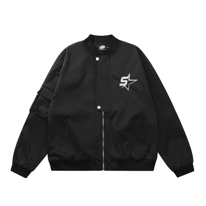 Men Jacket Coat Five-Pointed Star Embroidery Tooling Jacket Men's Baseball Uniforms