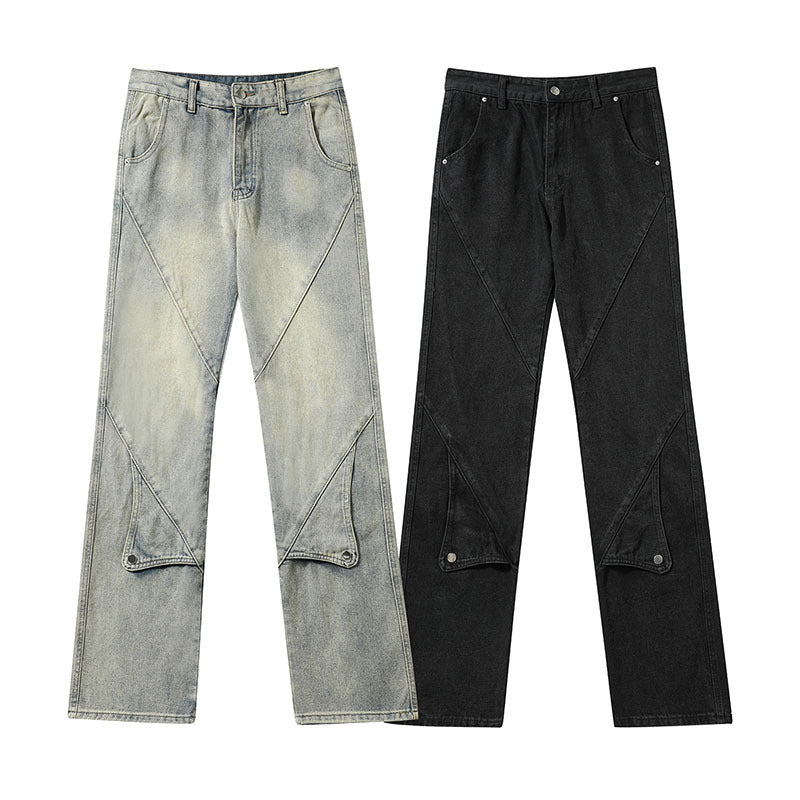 Men Jeans Straight Jeans Loose Wide Leg Pants Denim Trousers