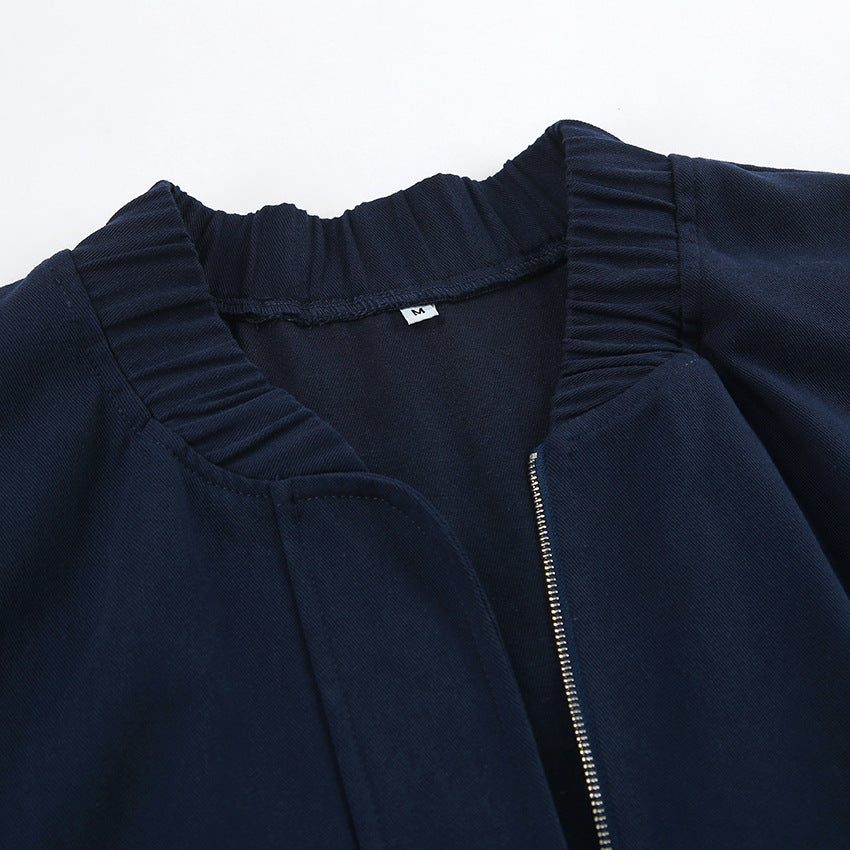Women Trench Coat Jacket Baseball Uniform Windbreaker Jacket Loose Casual