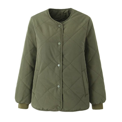 Women Cotton Coat Rhombus Lightweight Cotton-Padded Jacket Elderly