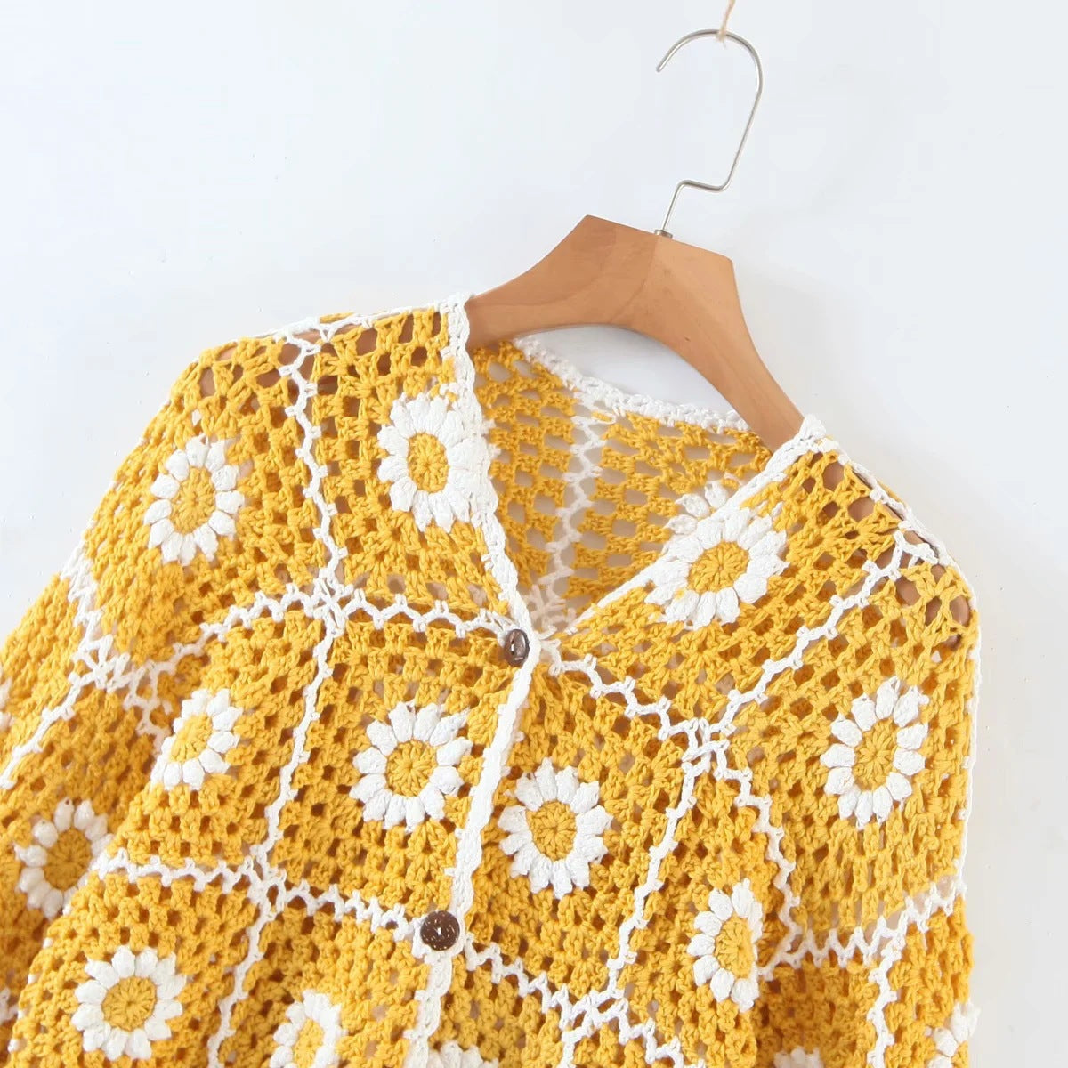 Women Sweater Knit Wear Hollow-out Crocheted Knitted Cardigan Jacket