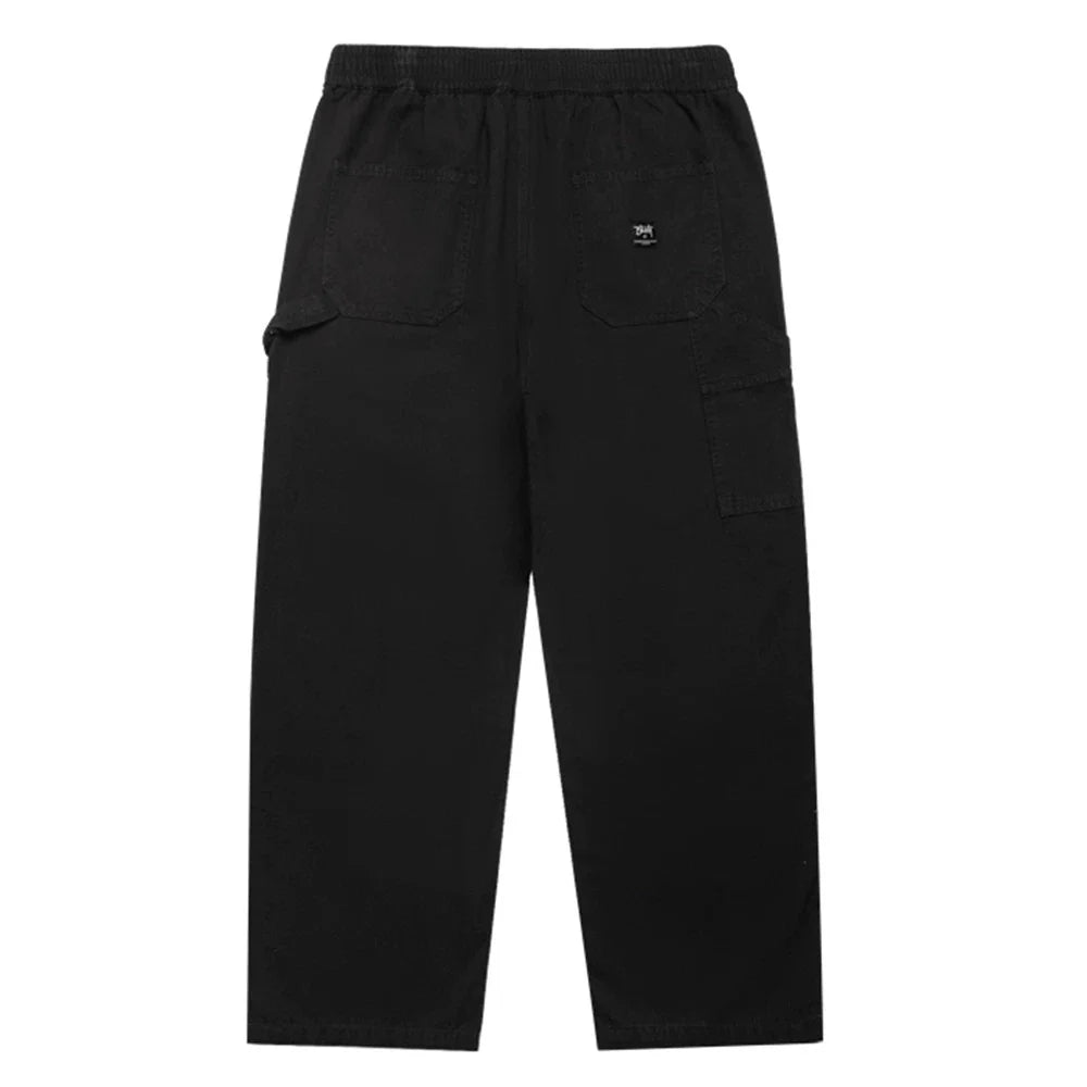 Men Sweatpants Retro Workwear Casual Pants Men Vintage Loose Wide Leg Mop Pants Solid Color Straight-Leg Trousers