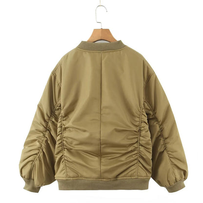Women Cotton Coat Idle Style Loose Zip Warm