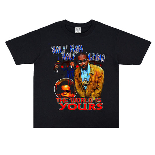 Rock Star T Shirt Nasilnas East Coast Rap Nasty Nas Loose Print T-shirt Short Sleeve Street