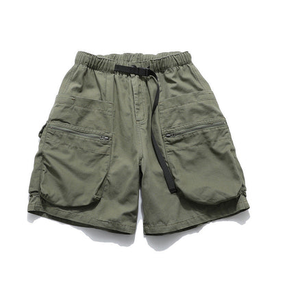 Men Shorts Solid Color Multi-Pocket Casual Shorts
