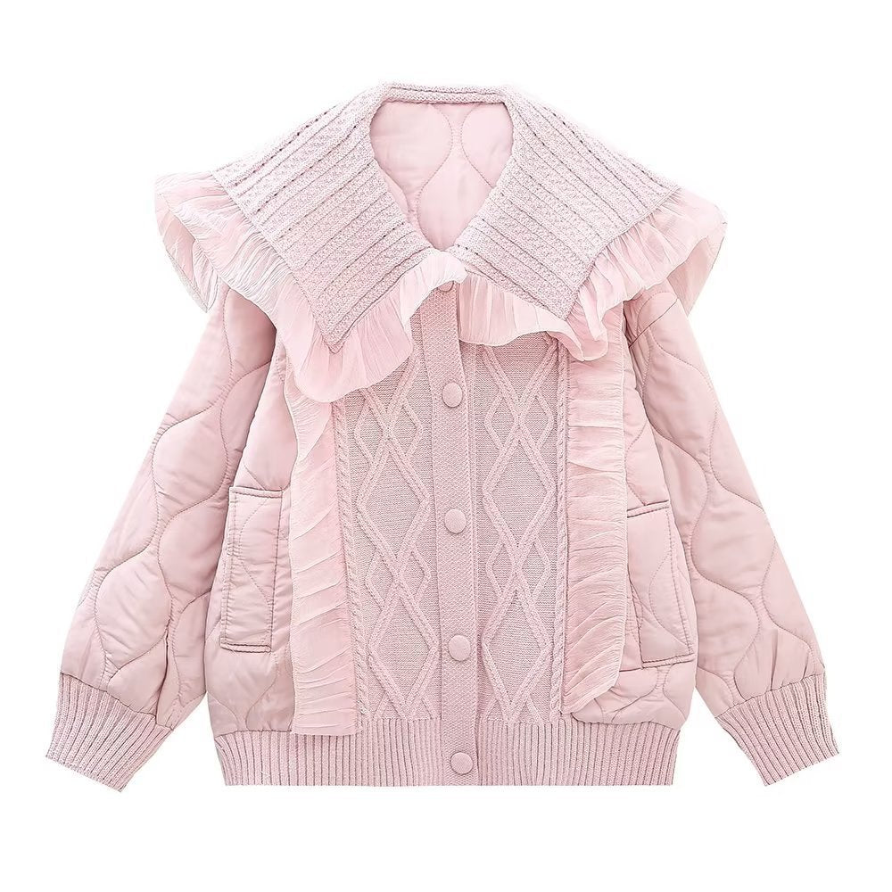 Women Cotton Coat Loose Slim Patchwork Coat Princess