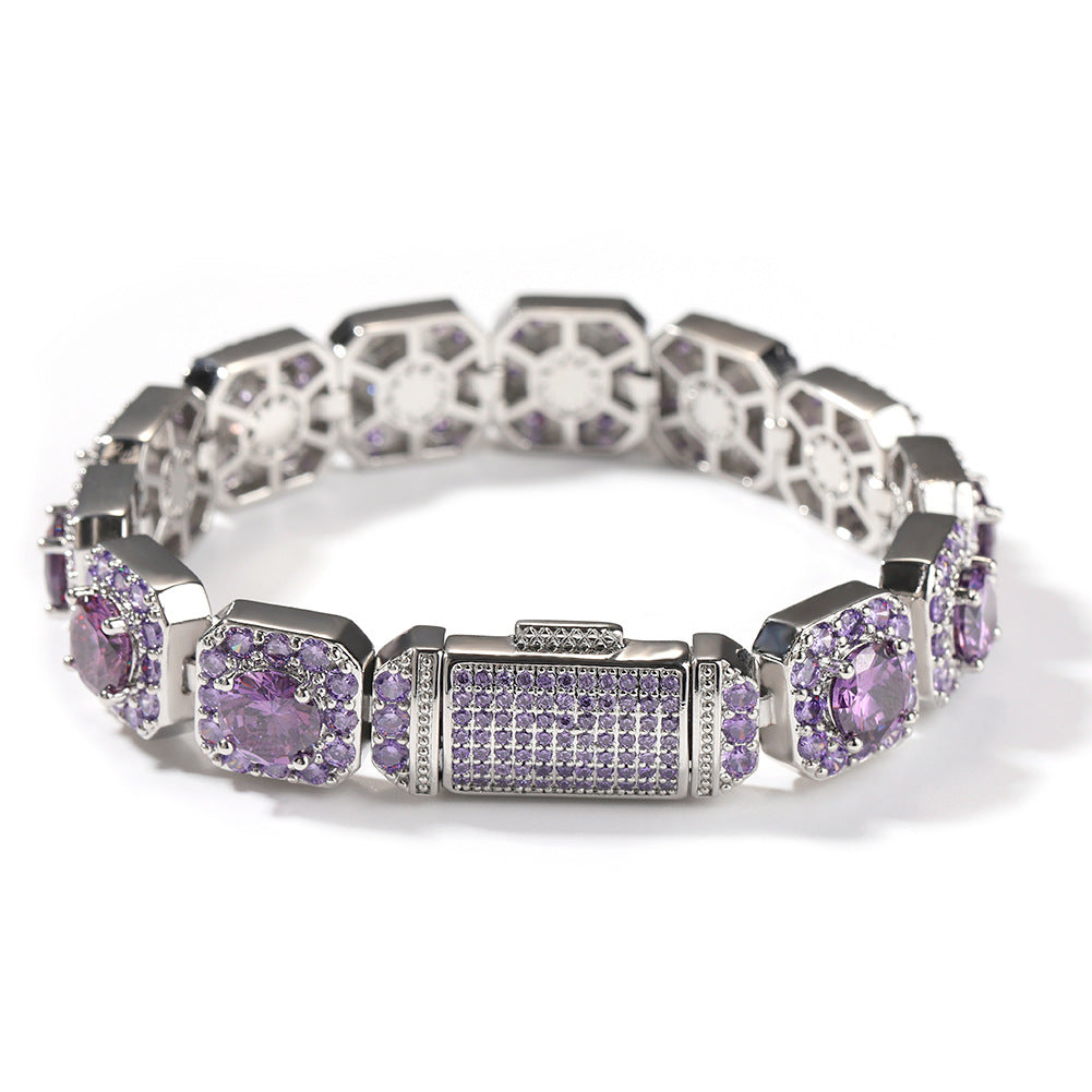 Bracelet Hip Hop Bracelet Copper with Zircon Color Spectrum St. Valentine's