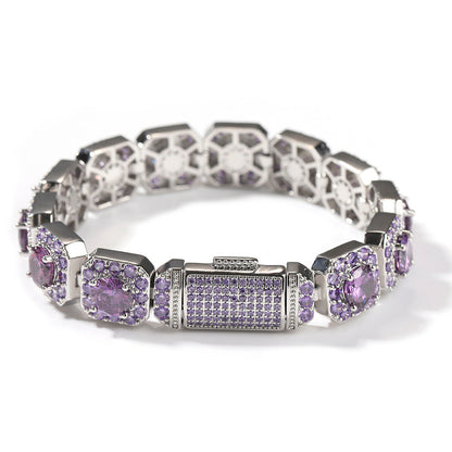 Bracelet Hip Hop Bracelet Copper with Zircon Color Spectrum St. Valentine's