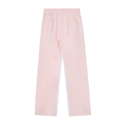 Men Sweatpants Casual Pants Side Stripe Stitching Straight-Leg Trousers Elastic Waist Sports Pants
