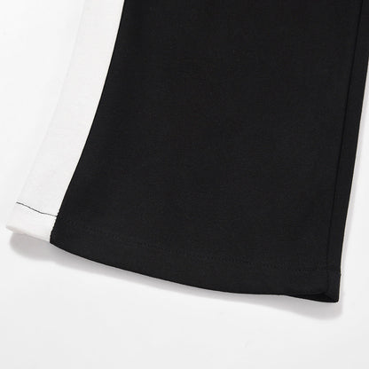 Men Sweatpants Color Matching Sports Casual Pants Zipper Elastic Waist Loose Trousers