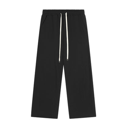 Men Sweatpants Solid Color Simple Exercise Casual Pants Straight Wide Leg Sweatpants