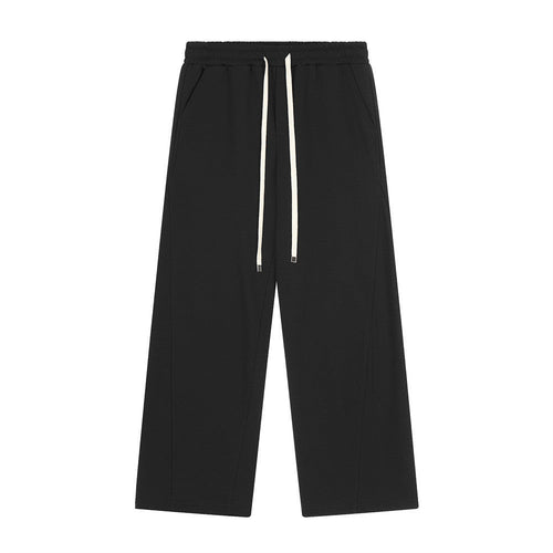 Men Sweatpants Solid Color Simple Exercise Casual Pants Straight Wide Leg Sweatpants