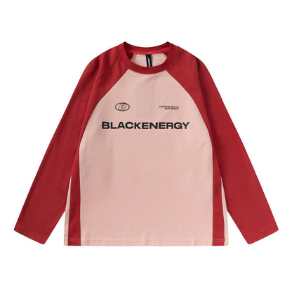 Men Long Sleeve T-shirt Stitching Printing Crew Neck