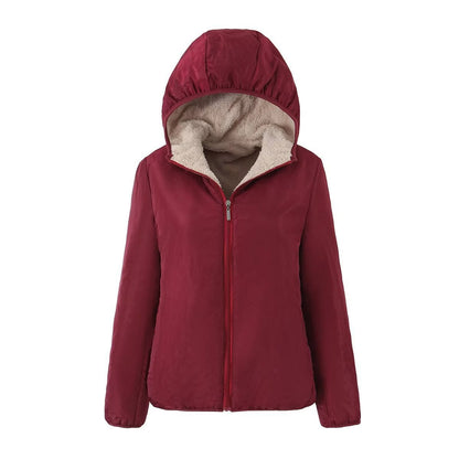 Women Cotton Coat Fleece Hooded Jacket Warm Leisure Fashion