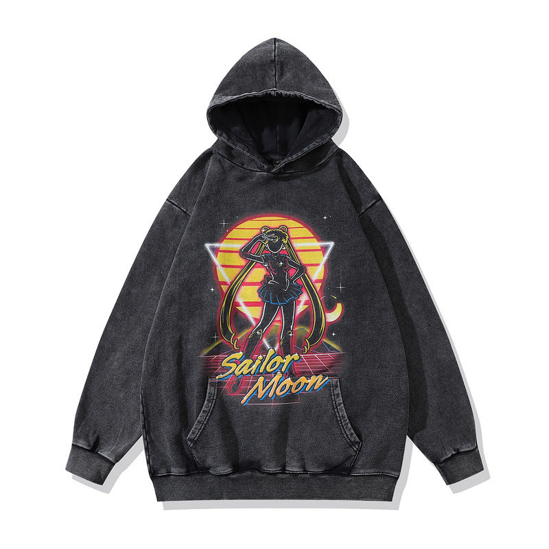 Men Hoodie Two-Dimensional Animation Printed Casual Hooded Sweater Couple Hoodie