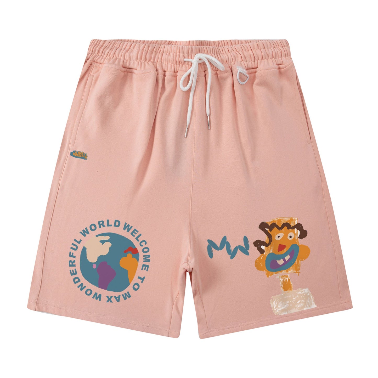 Men Shorts Hiphop Vintage Flame Print Sports Shorts