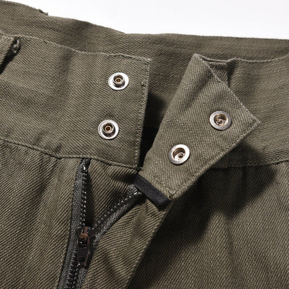 Men Sweatpants Layered Pleated Straight Jeans High Waist Casual Wide Leg Loose Trousers