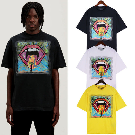 Palm Angle T Shirts Painted Big Mouth Thick Creative Pattern
