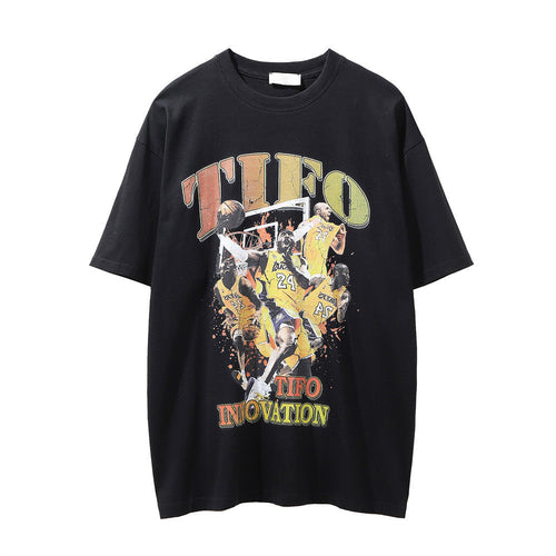 Men Vintage T-Shirt Printed Short-Sleeved T-shirt Men's Summer Loose