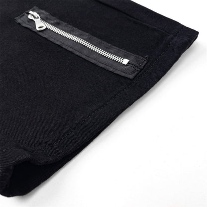 Men Sweatpants Punk Rock Zipper Stitching Jeans