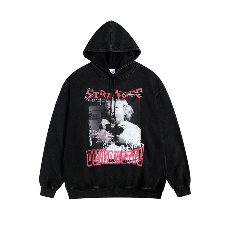 Men Hoodie Retro Fun Portrait Printing Couple Hooded Sweater Oversize
