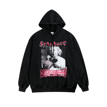 Men Hoodie Retro Fun Portrait Printing Couple Hooded Sweater Oversize