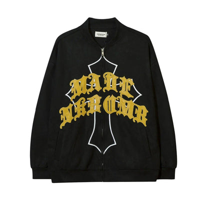 Men Jacket Coat Letter Embroidered Jacket Coat Men's Clothing Loose Baseball Uniform