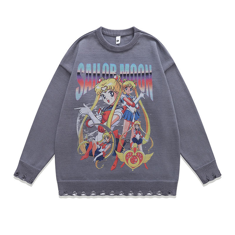 Women Sweater Japanese Anime Idle Style Retro