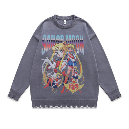 Women Sweater Japanese Anime Idle Style Retro