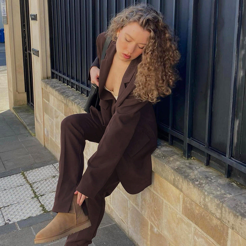 Women Trench Coat Suit Jacket Autumn and Winter Long Sleeve