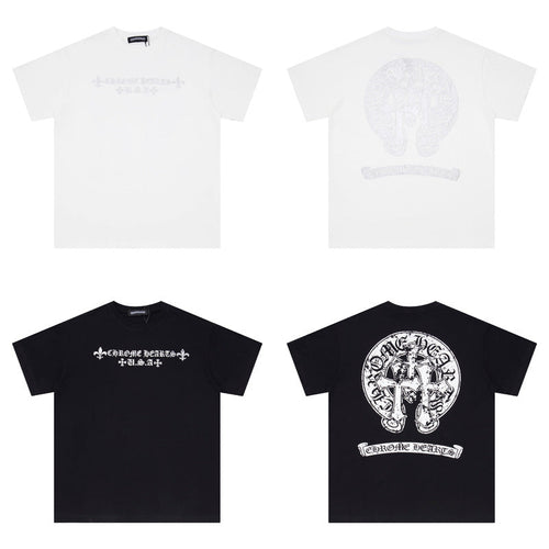 CHH Chrome Heart T Shirts Croix Sanskrit Cross Horseshoe Old T-Shirt