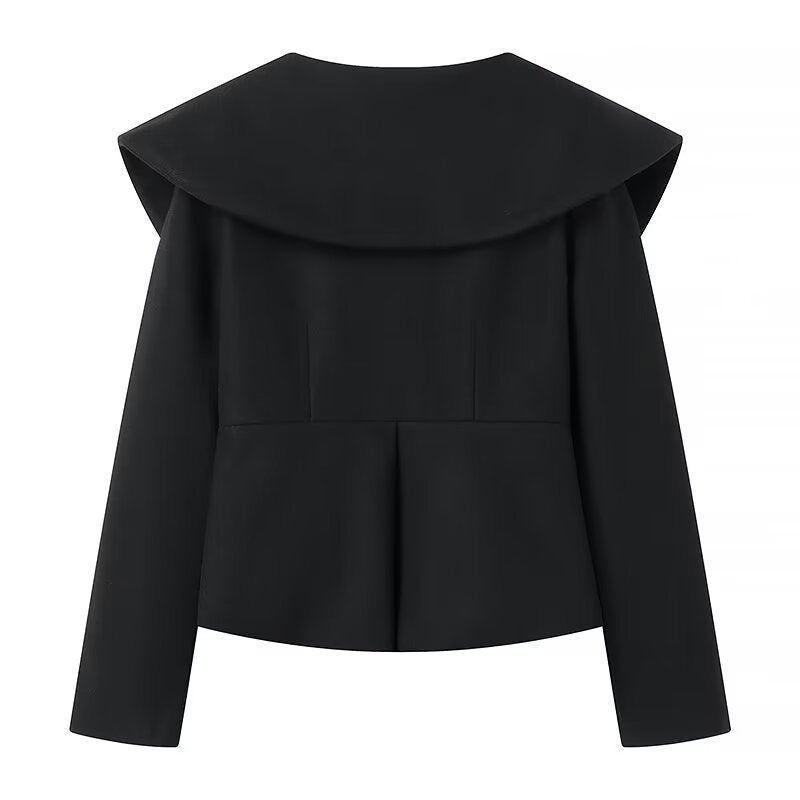Women Tops Spring/Summer Lapel Zipper V-neck Short Coat Solid Color Top