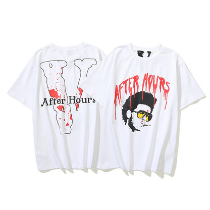 Vlone T Shirts Letter Avatar Large V Short Sleeve T-shirt Men and Women Loose BF Half Sleeve